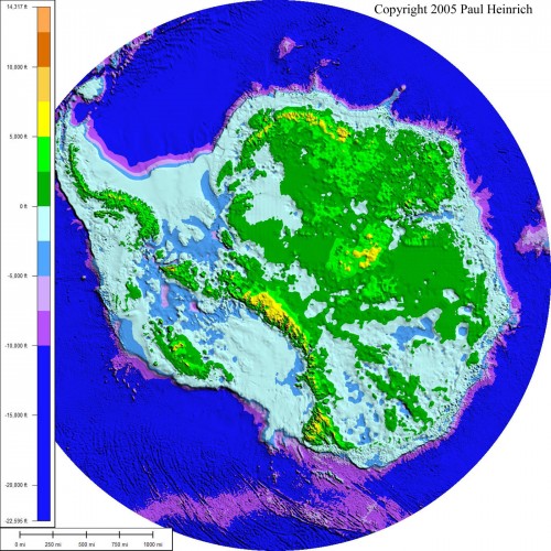 Карта подледного рельефа Антарктиды