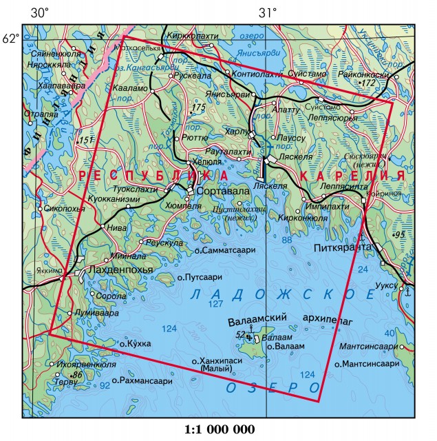 Карта Ладожское озеро.