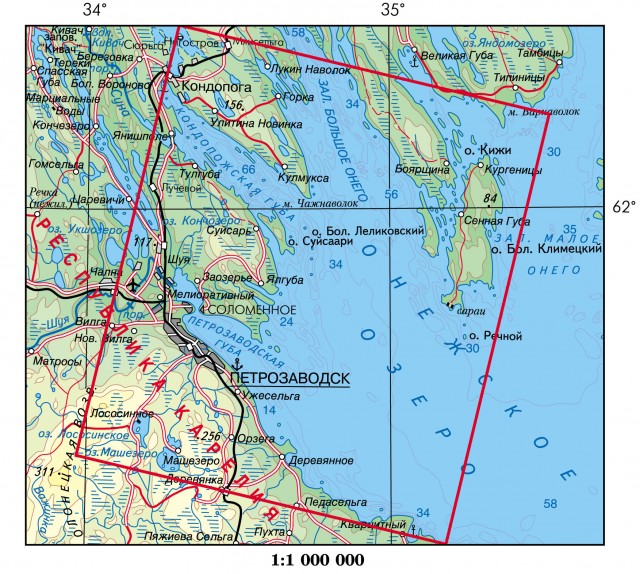 Карта Онежское озеро