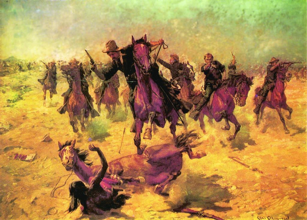 Сцена времен индейских войн (картина американского художника)