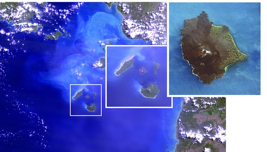 Вулкан Кракатау в Зондском проливе (вид из космоса)