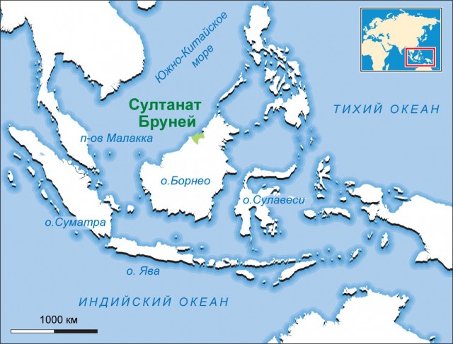 Бруней на карте мира