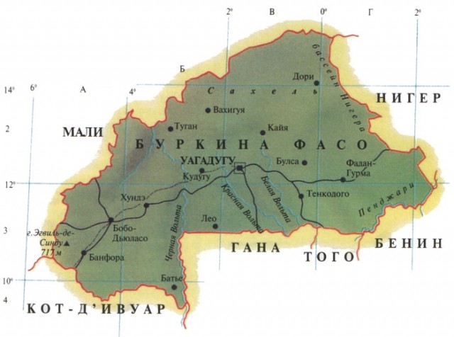 Буркина-Фасо карта