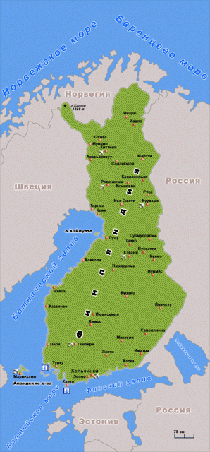 карта Финляндии