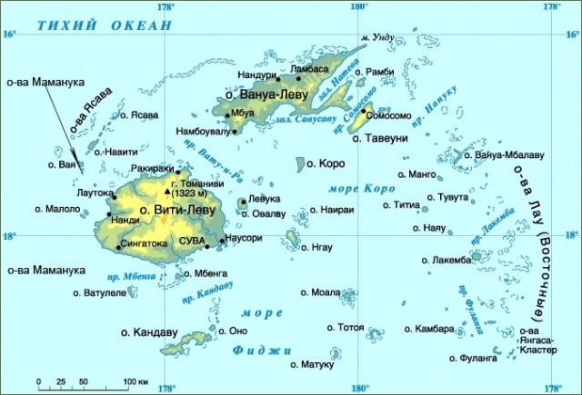 карта Фиджи