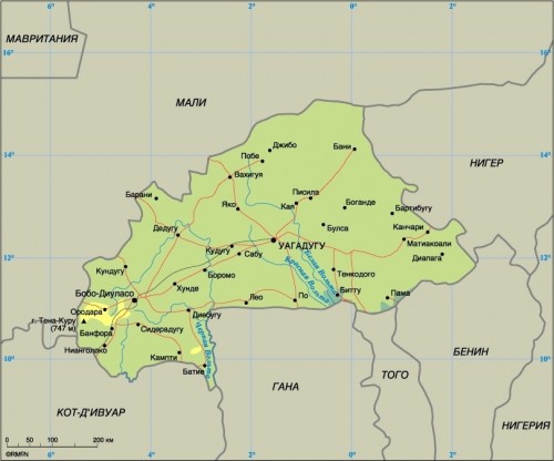Карта Буркина-Фасо