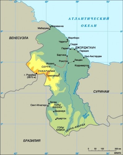 Карта Гайяны