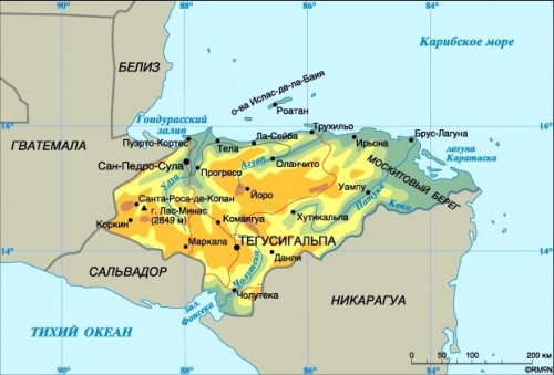 Карта Гондураса