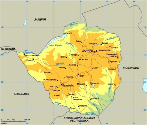 Карта Зимбабве