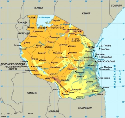 Карта Танзании