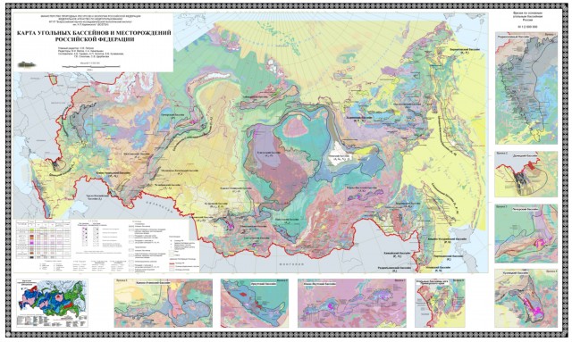 Карта угольных бассейнов России