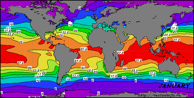 Температура вод Мирового океана