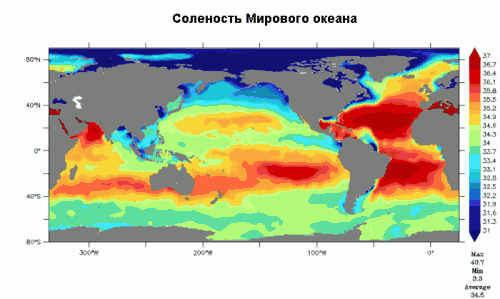 Соленость вод Мирового океана