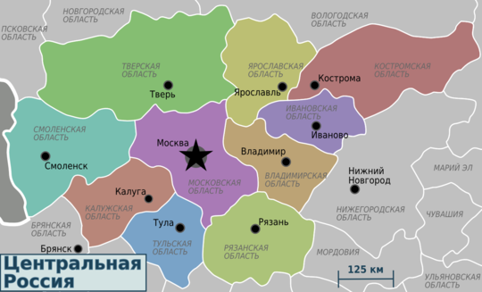 Центральная Россия: карта, города. Центр России.