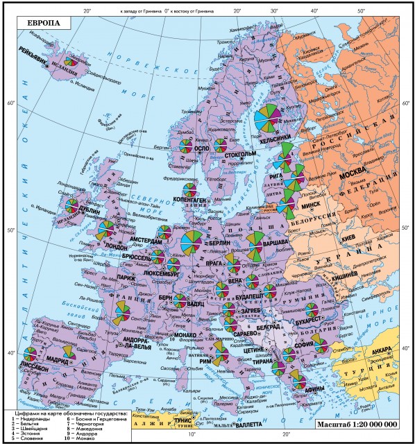 Карта Россия на туристском рынке Европы