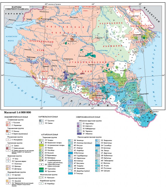 Карта народы Северного Кавказа