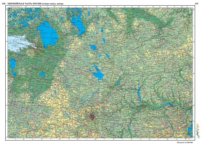 Карта Европейская часть России. Северо-Запад. Центр