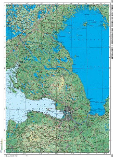 Карта Карельский перешеек. Санкт-Петербург и окрестности