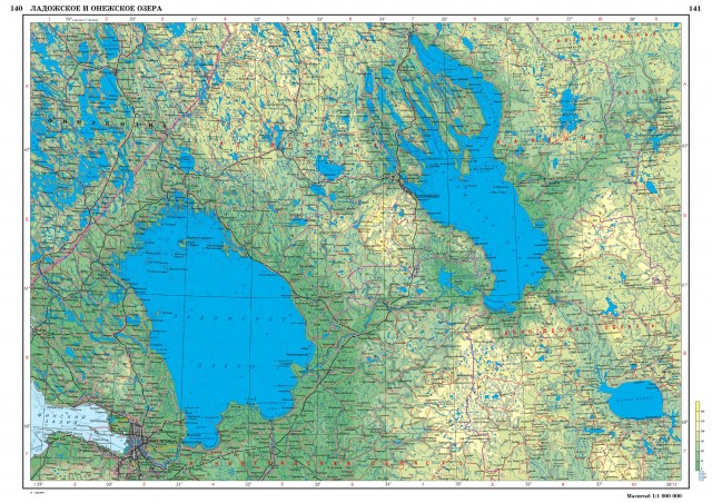 Карта Ладожское и Онежское озера