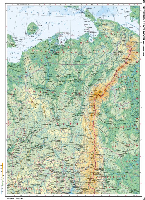 Карта Европейская часть России. Северо-Восток