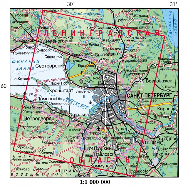 Карта Санкт-Петербург и окрестности