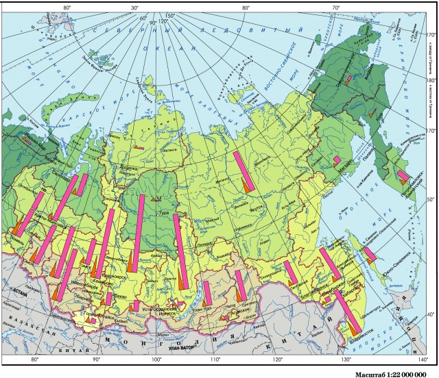 Карта дошкольное образование в России (восток России)