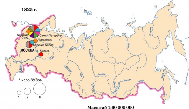 Территориальная организация высшего образования в России (1825 г.)