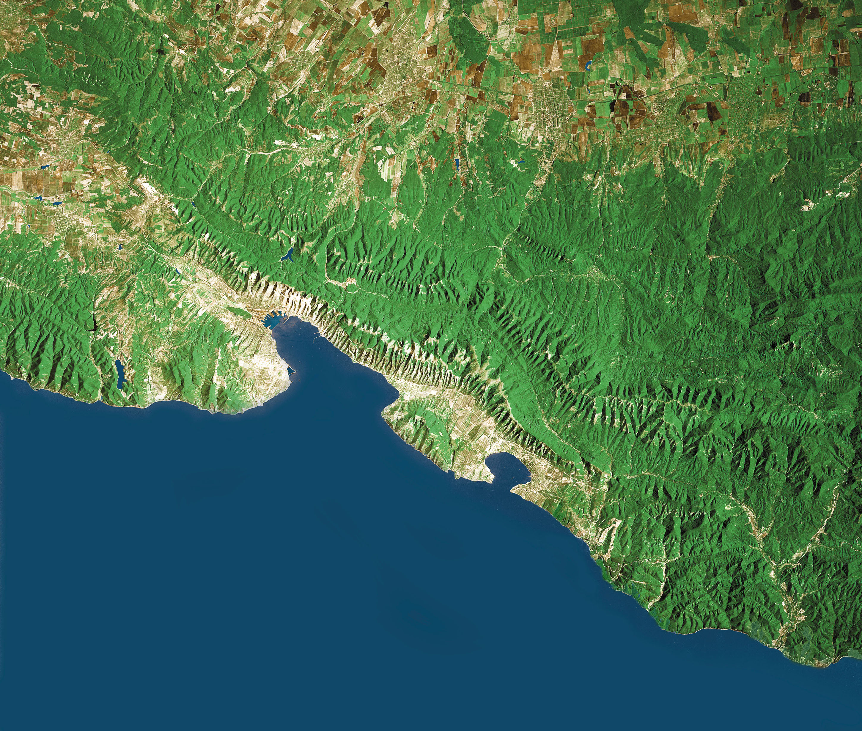 Карта Побережье Черного моря. Новороссийск и окрестности. Фото из космоса.