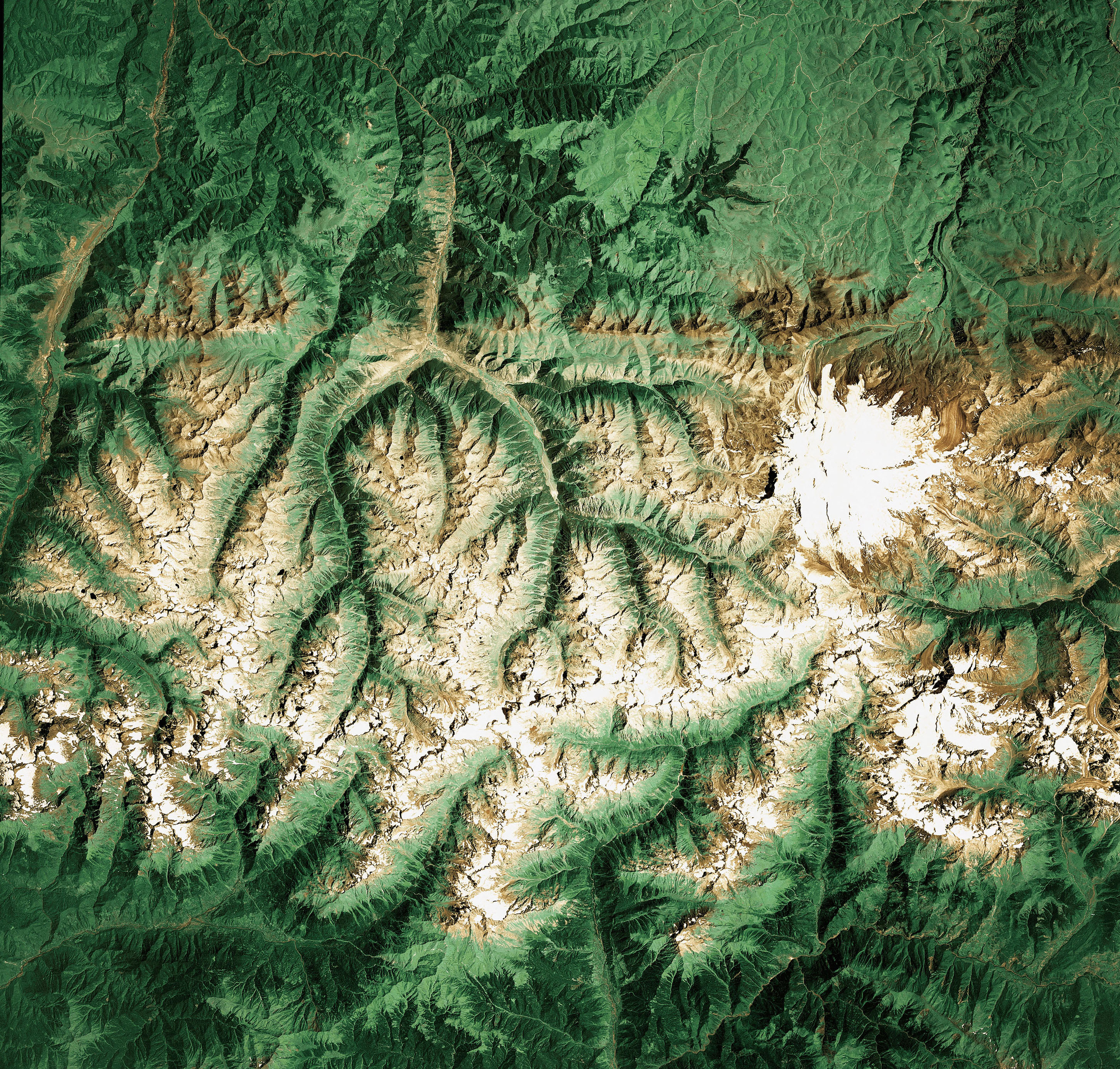 Карта Приэльбрусье. Фото из космоса.