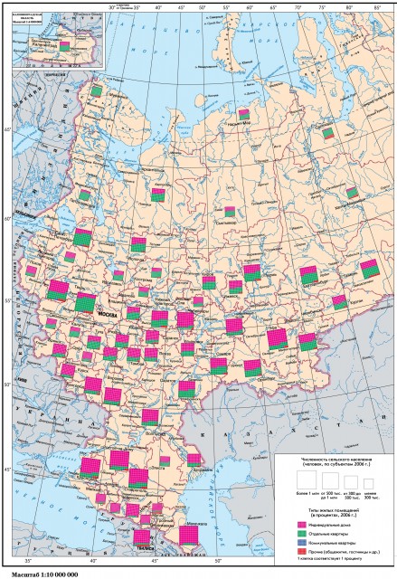 Карта распределение сельского населения по типам жилых помещений
