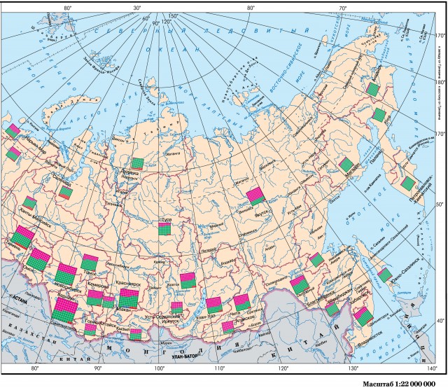 Карта распределение сельского населения по типам жилых помещений (восток России)