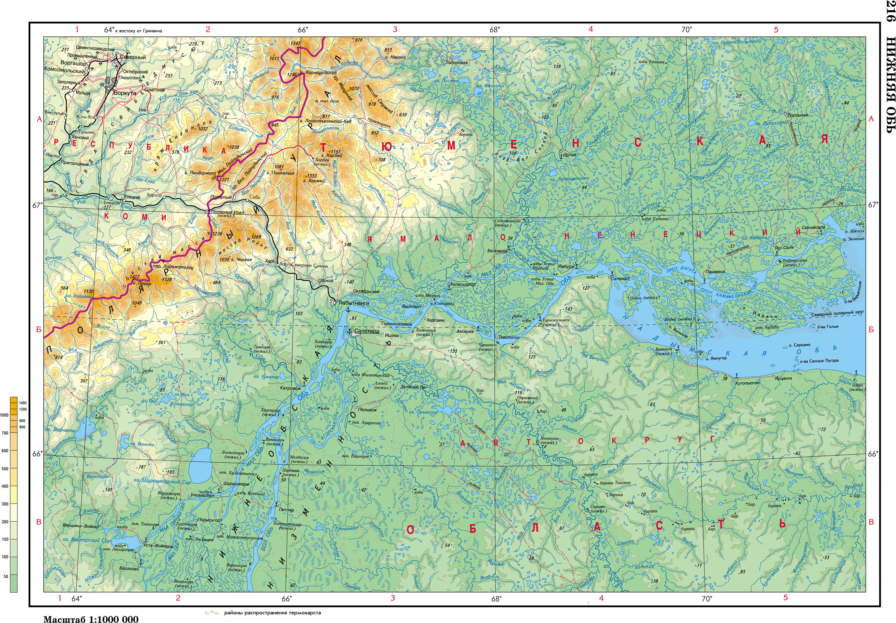 Река Иртыш на физической карте