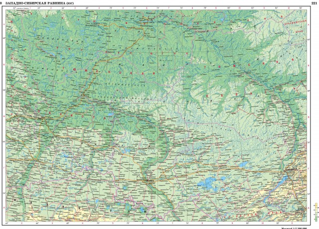 Карта Западно-Сибирская равнина. Юг