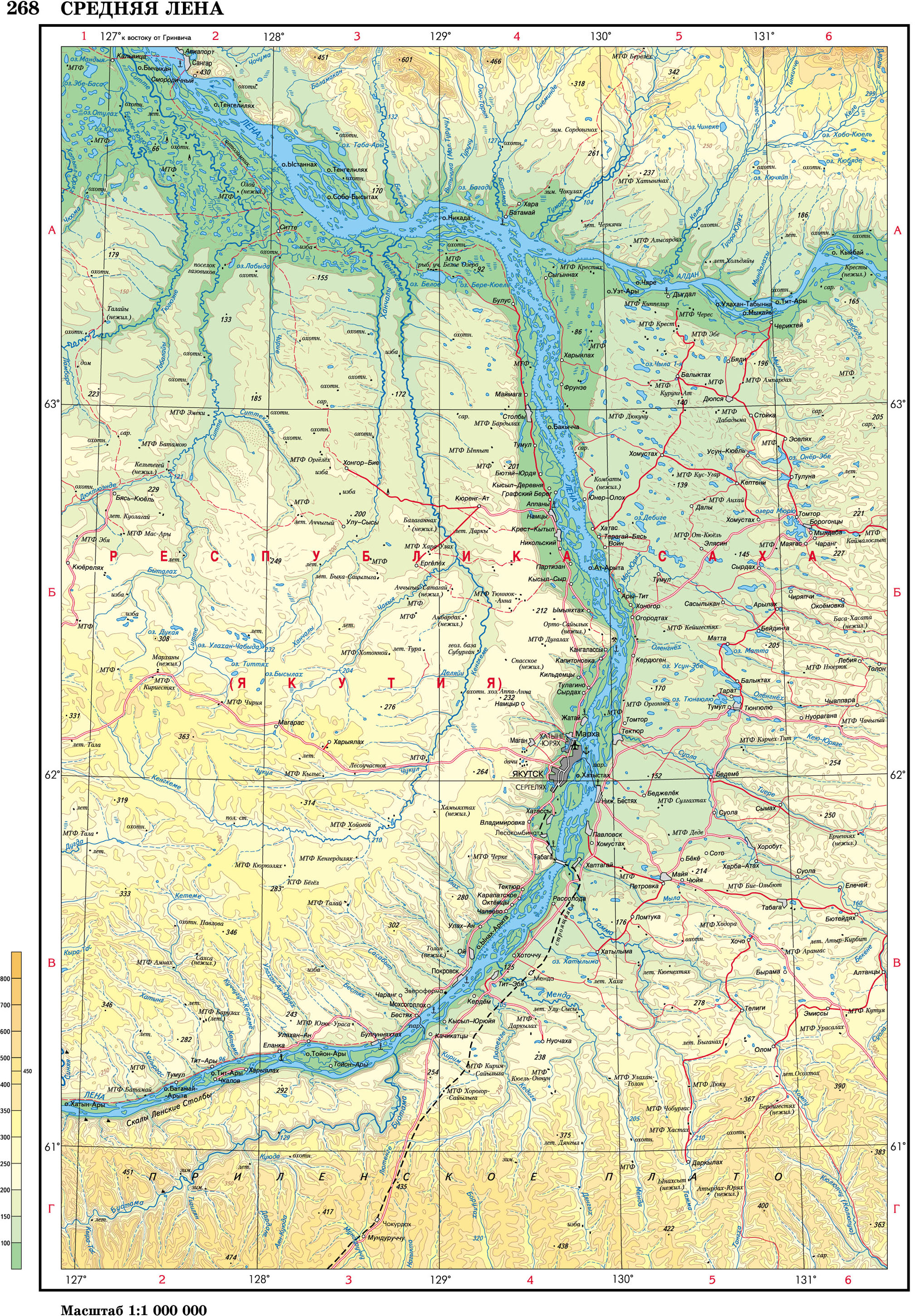 река лена на карте
