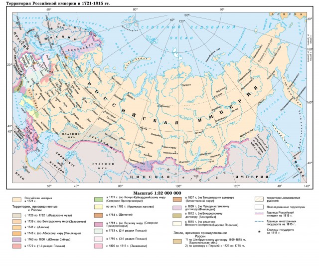 Территория Российской империи в 1725-1815 гг.