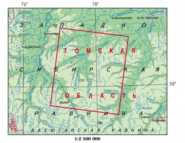 Карта Васюганская равнина