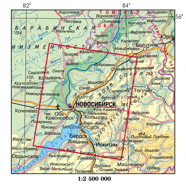 Карта Новосибирск и окрестности