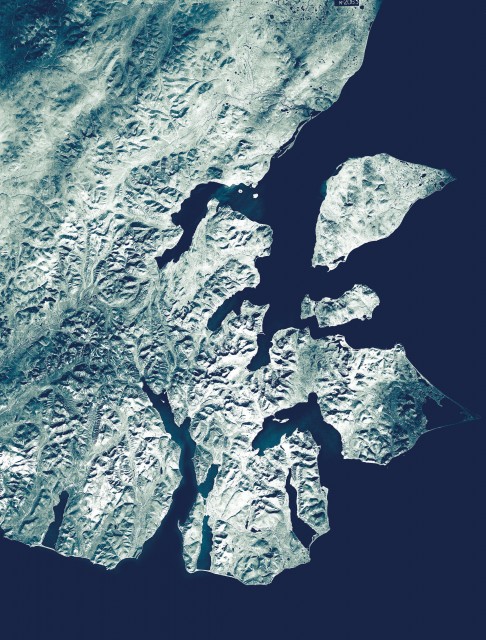 Фото из космоса Чукотский полуостров. Мыс Дежнева. 