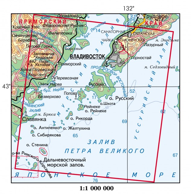 Карта Владивосток и окрестности