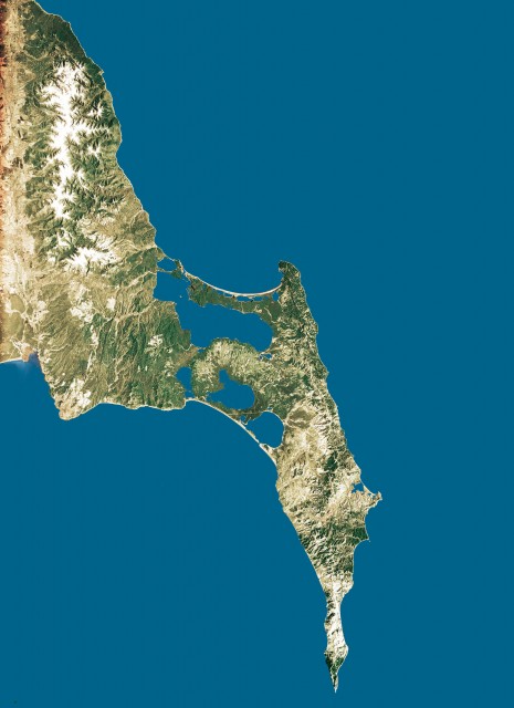 Фото из космоса Остров Сахалин. Тонино-Анивский полуостров. 