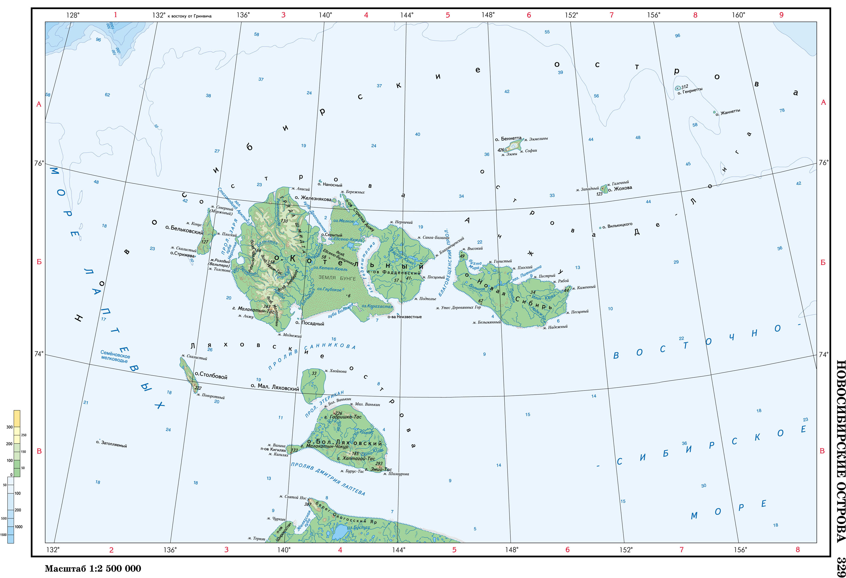 Архипелаг Новосибирские острова на карте