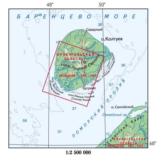 Карта Остров Колгуев