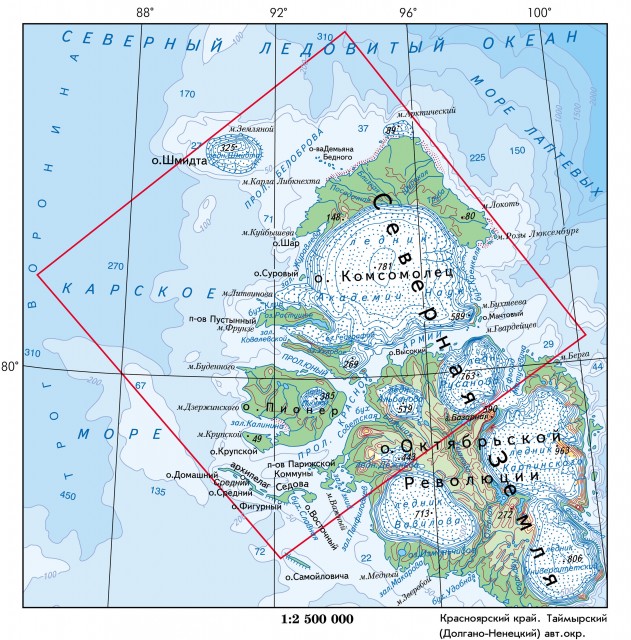 Карта Северная Земля