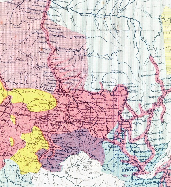 Фрагмент этнографической карты Азиатской России, 1851г.