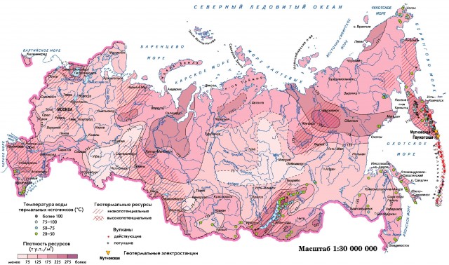 Карта геотермальные ресурсы России