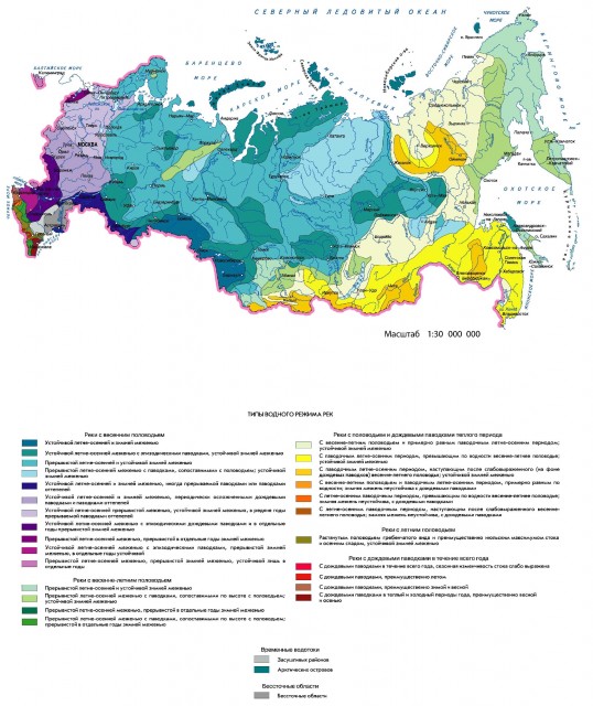 Типы водного режима рек России