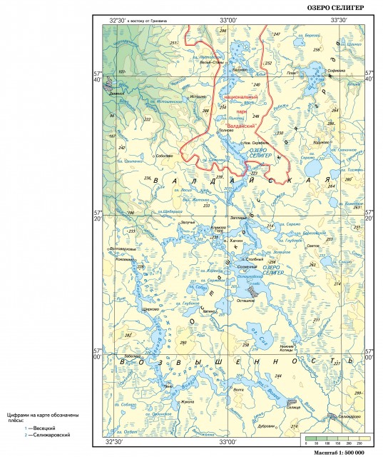 Карта озера Селигер