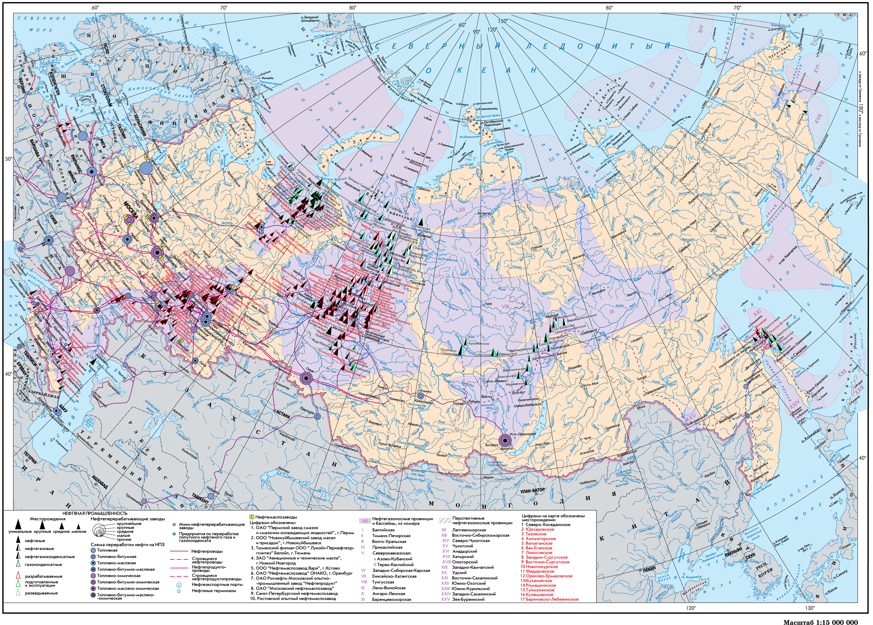 Карта нефтяная промышленность России