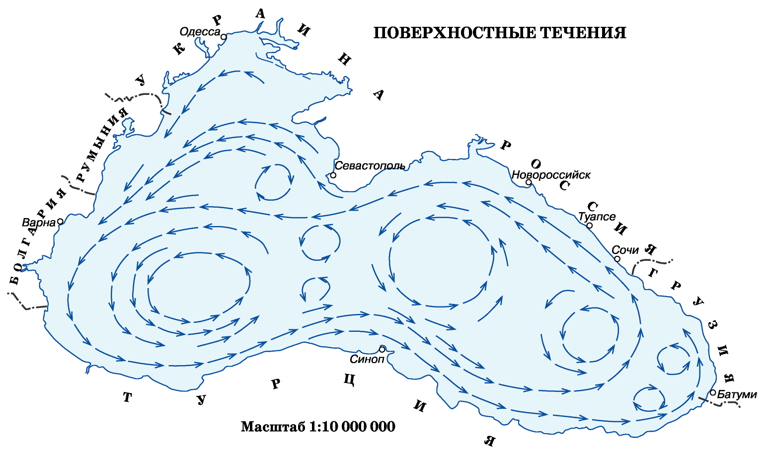 карта течений всякого ... в черном море