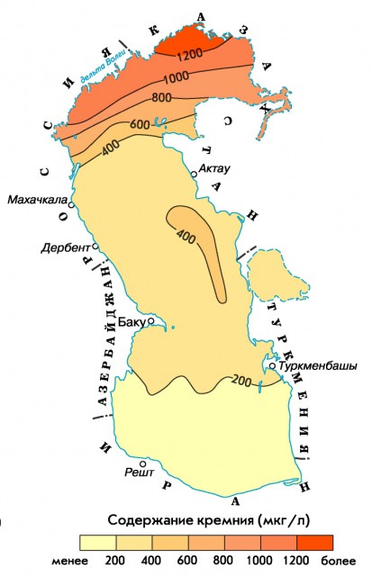 Содержание кремния в Каспийском море
